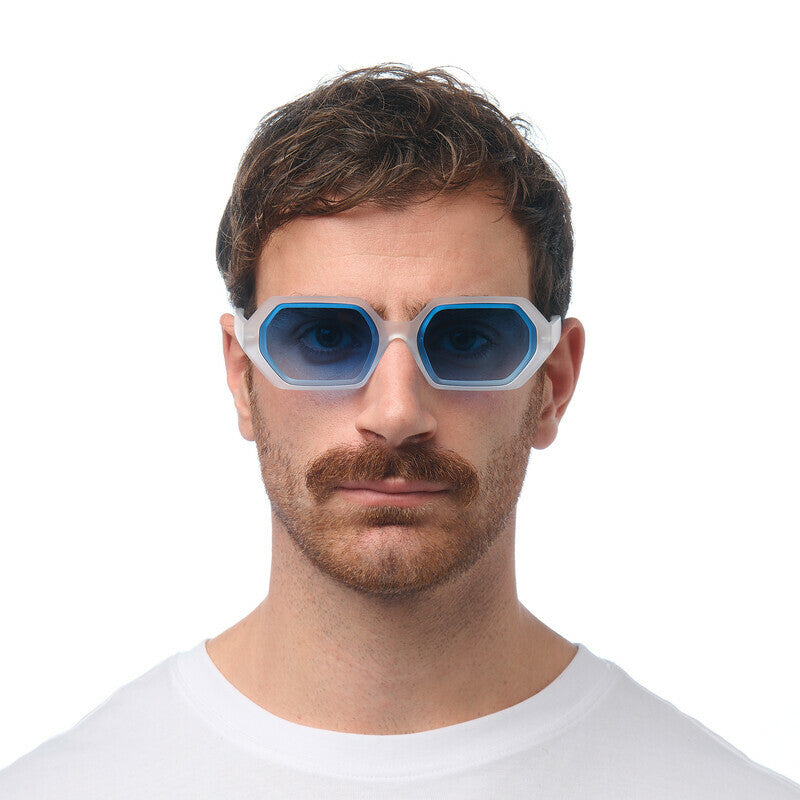 okkia okkia occhiale da sole premontato esagonale mod andrea soft touch translucent clear lenti dark blue ean 8056211375590