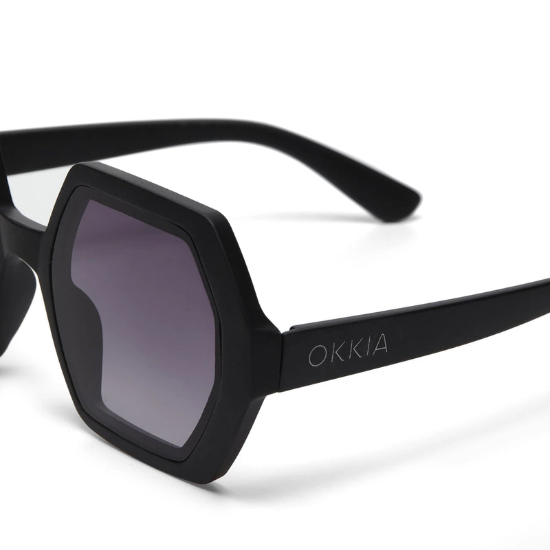 okkia okkia occhiale da sole premontato esagonale mod emma black ean 8055773193840