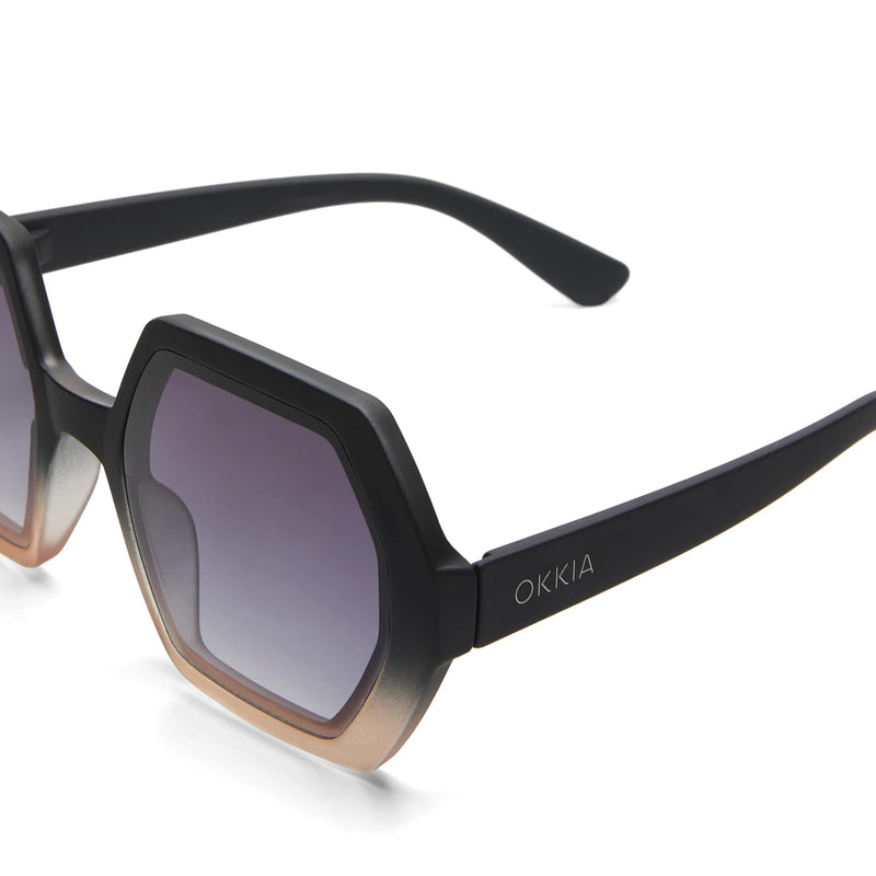 okkia okkia occhiale da sole premontato esagonale mod emma black pink ean 8055773198012