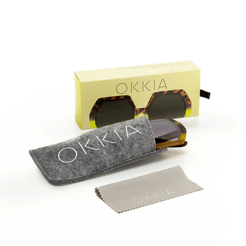 okkia okkia occhiale da sole premontato esagonale mod emma havana yellow ean 8055773193864