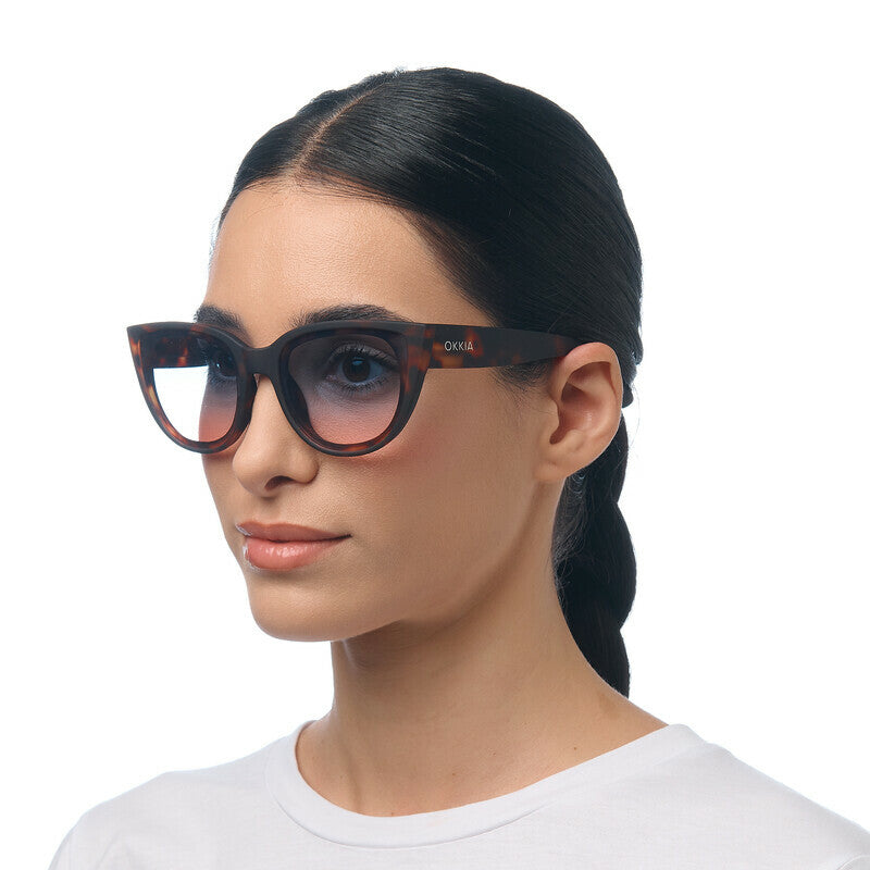 okkia okkia occhiale da sole premontato gatto lite mod silvia soft touch havana lenti blue pink ean 8056211375361