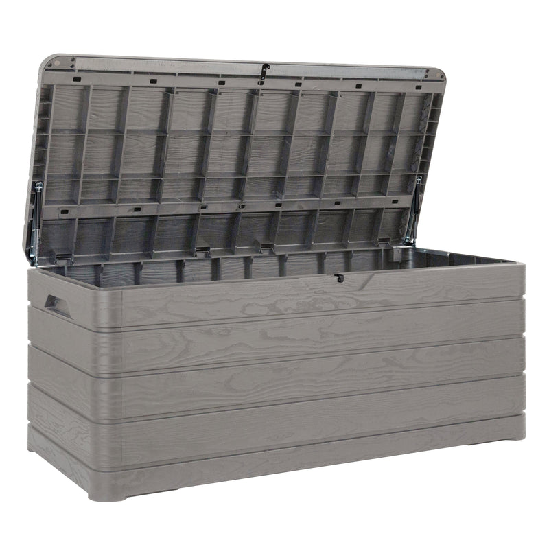 toomax toomax baule multiuso dolomiti 640 effetto legno contenitore con pistoni pneumatici per esterno ean 8009371019033