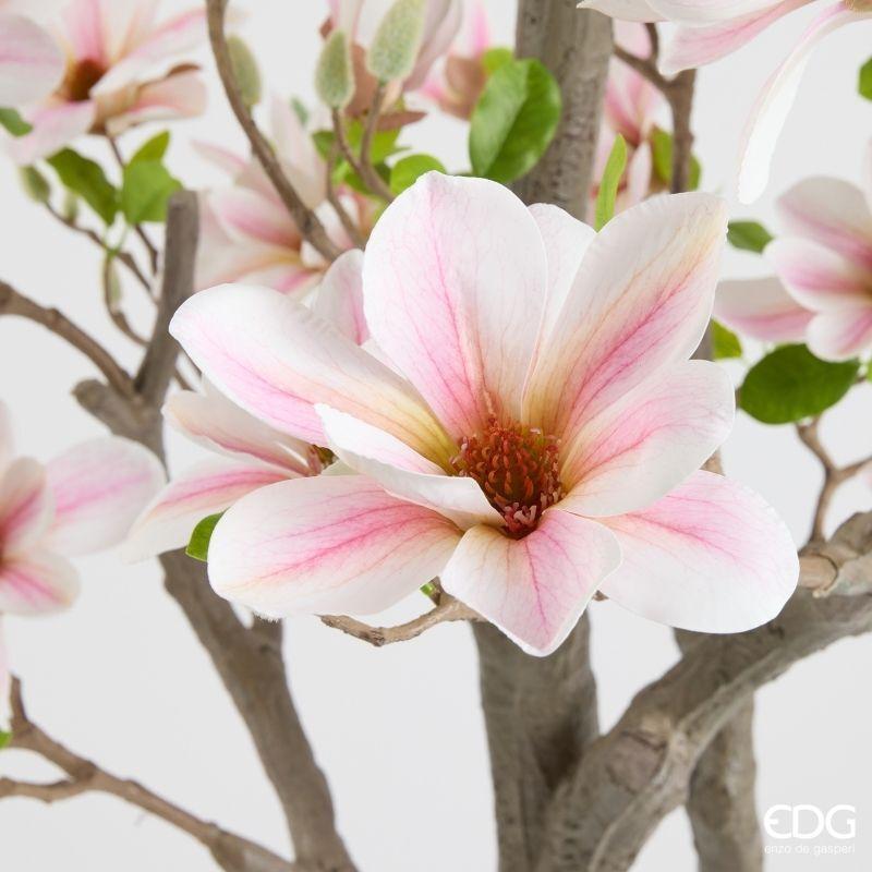 edg enzo de gasperi edg enzo de gasperi magnolia con foglie bocciolo e vaso h 180 cm pianta artificiale bianco rosa ean 8059824642097