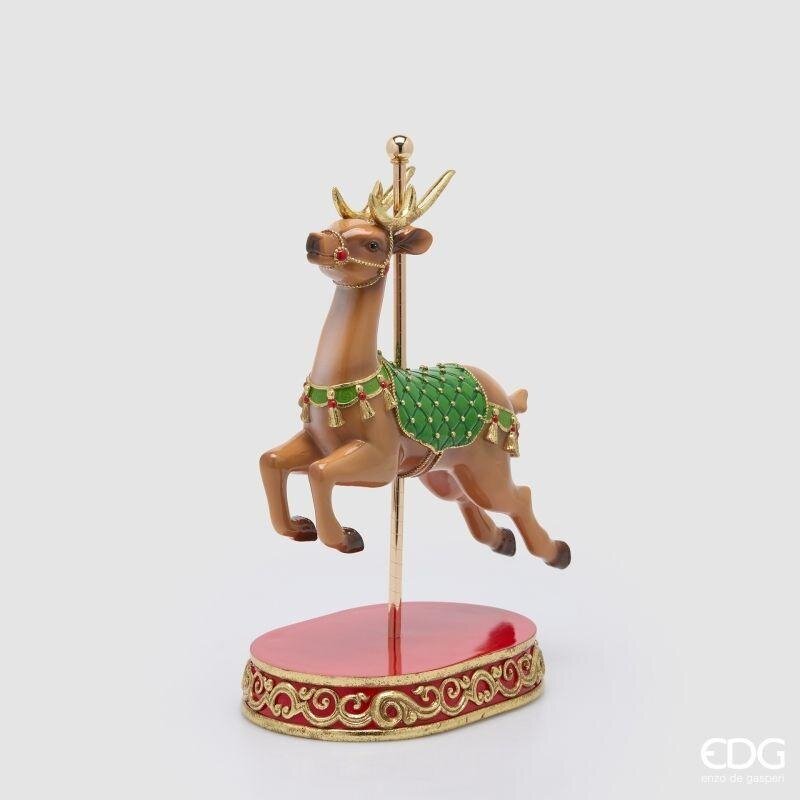 edg enzo de gasperi edg enzo de gasperi renna giostra natalizia h46x29x14 cm verde rosso decorazione di natale ean 8059824690654