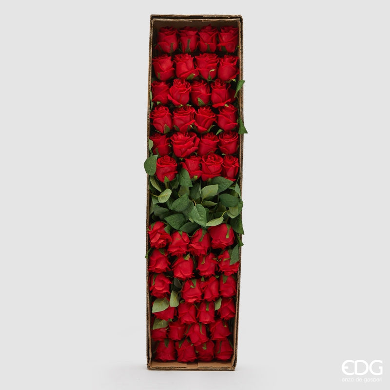 edg enzo de gasperi edg enzo de gasperi rosa velvet ramo con foglie h 60 cm pianta artificiale colore rosso ean 8059824327574