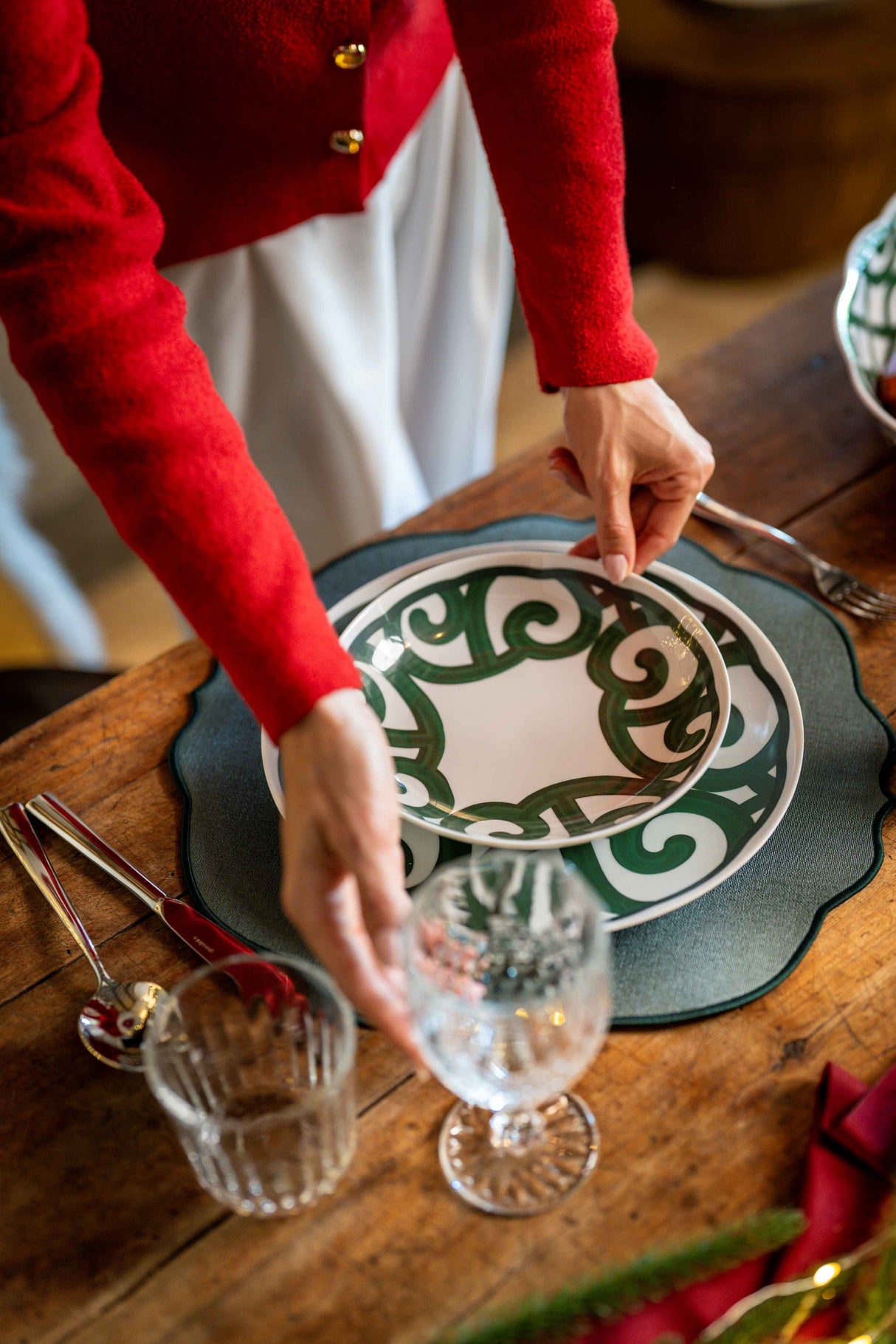 guzzini guzzini vassoio rettangolare piccolo natalizio harmonia melamina 362 x 12 cm table decor bianco verde ean 8008392412595