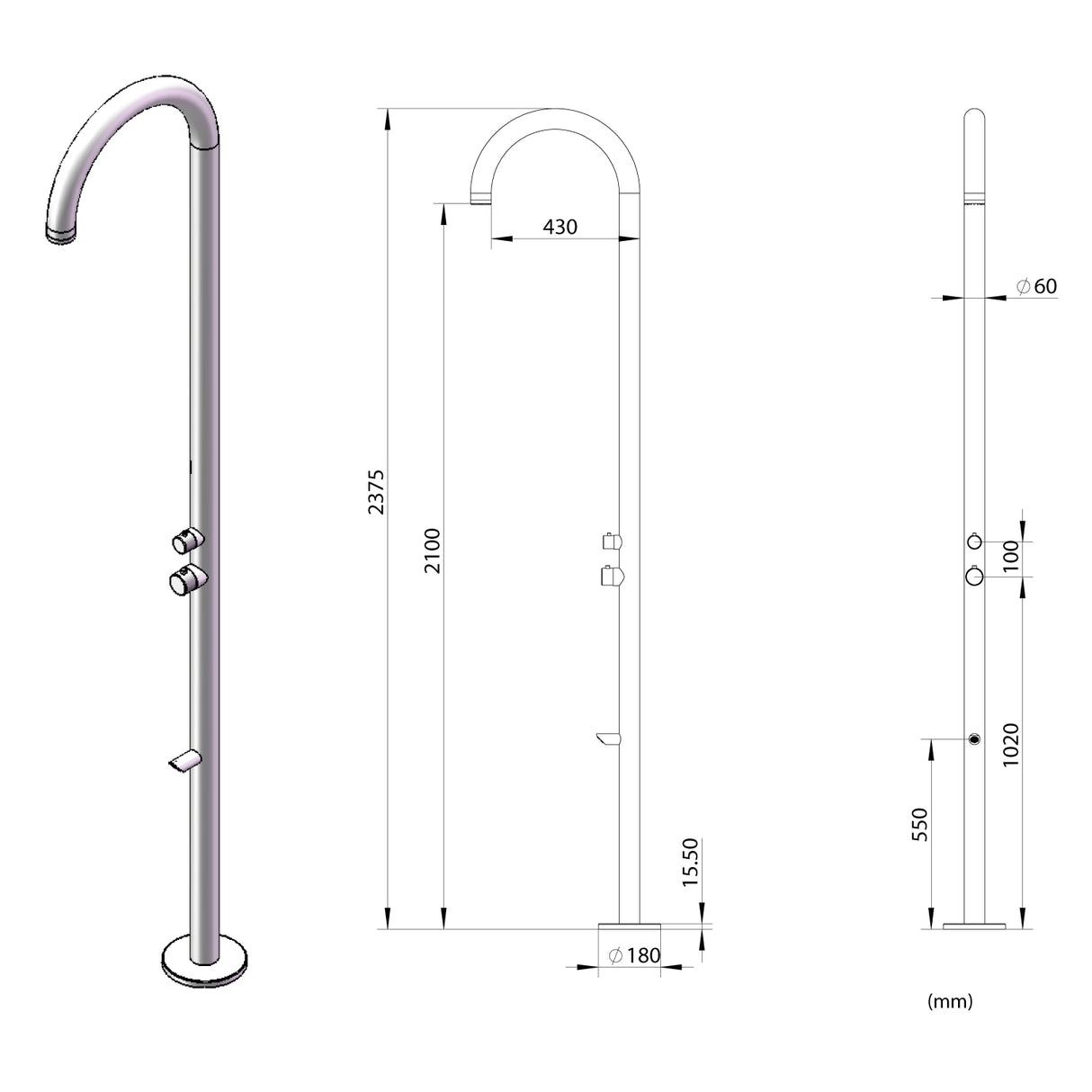 immagine-5-sined-olbia-doccia-per-esterni-in-acciaio-316l-soffione-e-lavapiedi-h-2439-cm-inox-nera-ean-8025431152991