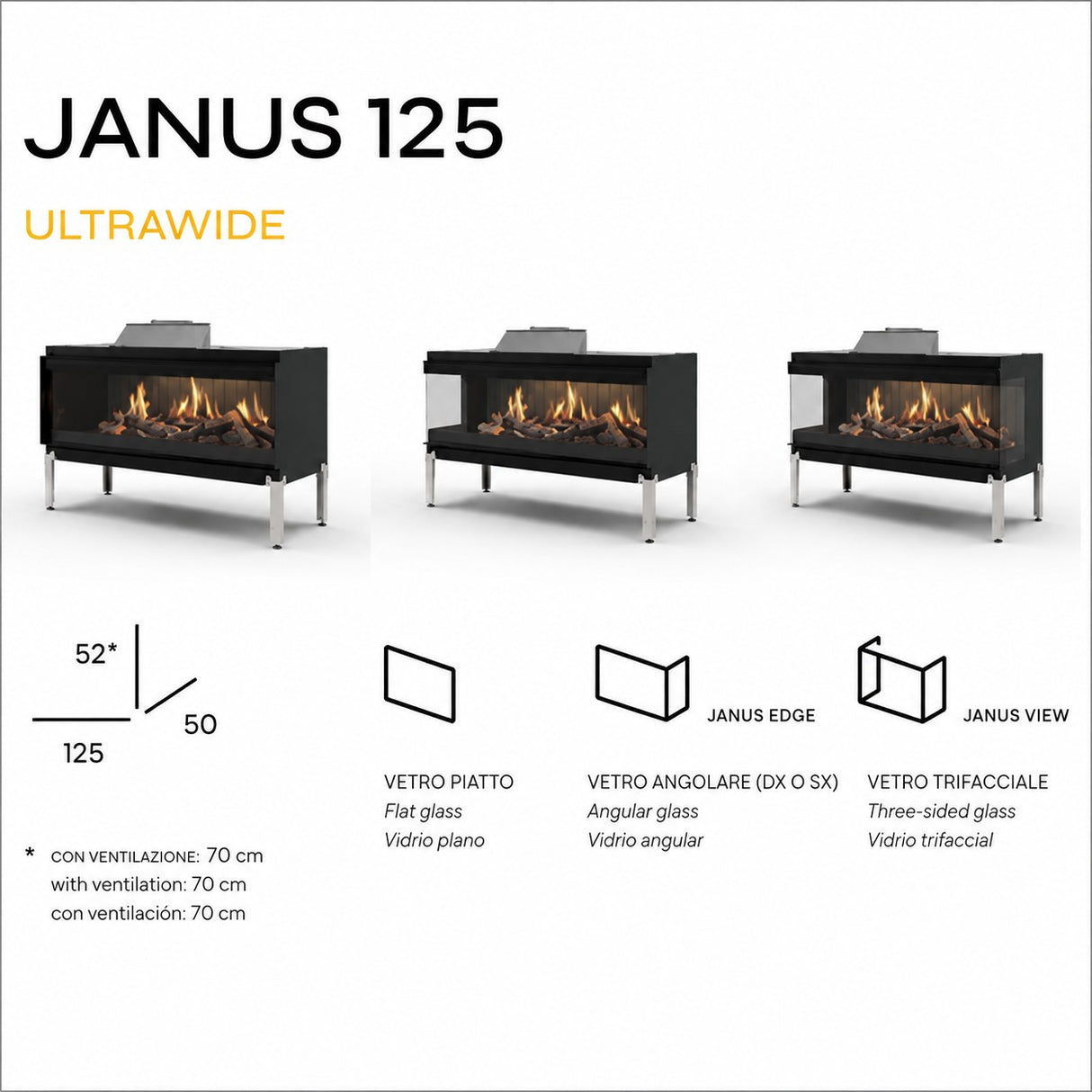 nobis nobis camino elettrico janus 125 senza ventilazione a led 4k fiamma olografica