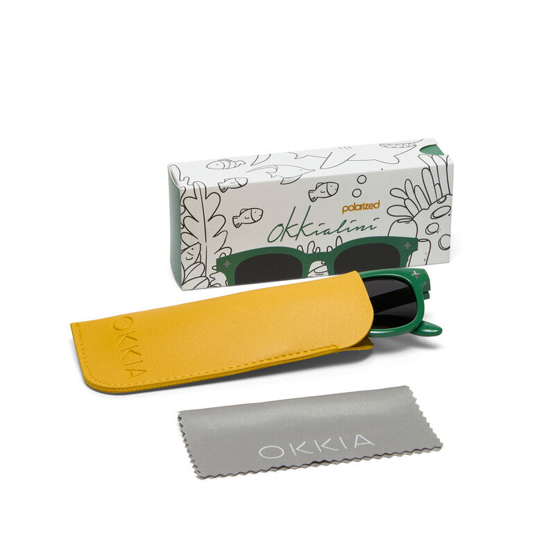 okkia okkia occhiale baby da sole premontato montatura lucida colore green 6 10 anni ean 8056211372056