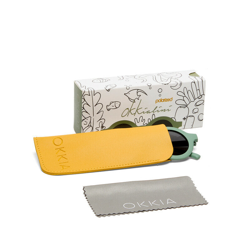 okkia okkia occhiale baby da sole premontato tondo colore green sage 6 10 anni ean 8056211375842