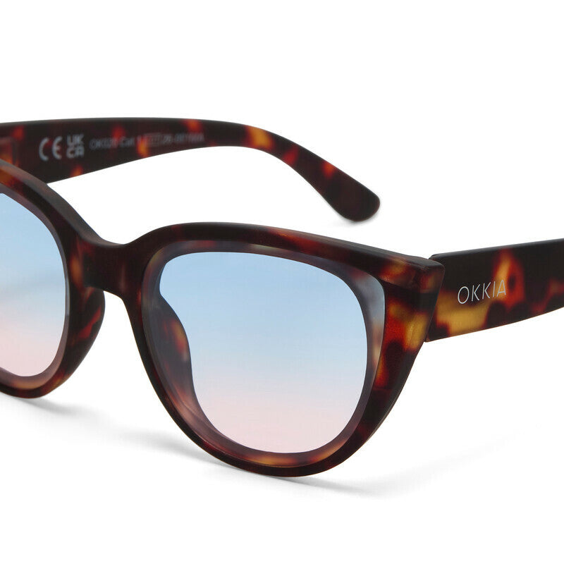 okkia okkia occhiale da sole premontato gatto lite mod silvia soft touch havana lenti blue pink ean 8056211375361