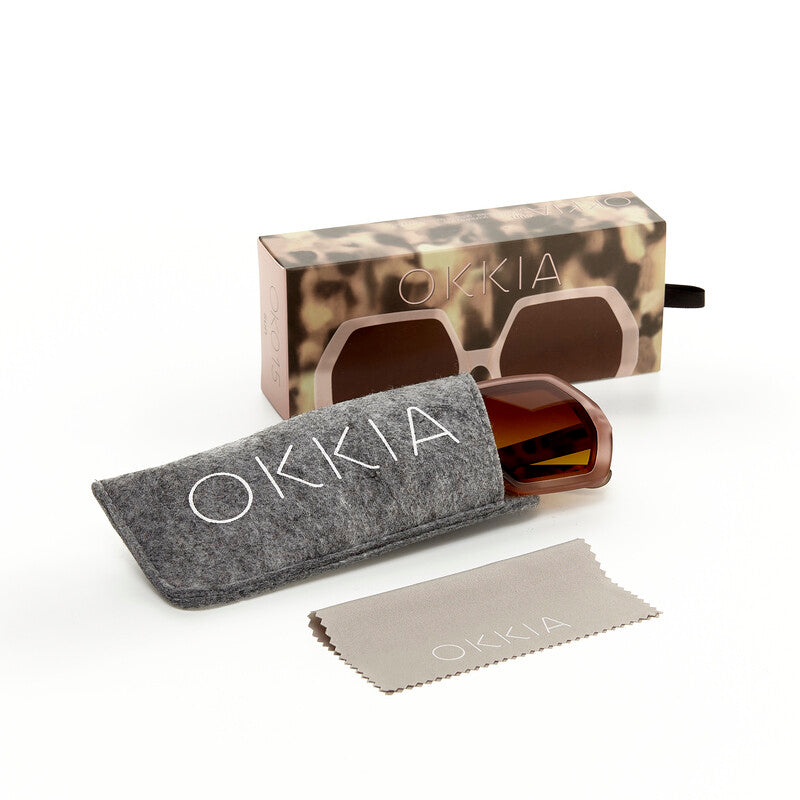 okkia okkia occhiale da sole premontato esagonale mod emma soft touch pink havana brown ean 8055773193871