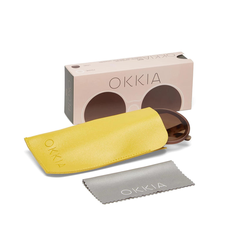 okkia okkia occhiale da sole premontato mod monica round traslucent pink clear havana ean 8055773198005