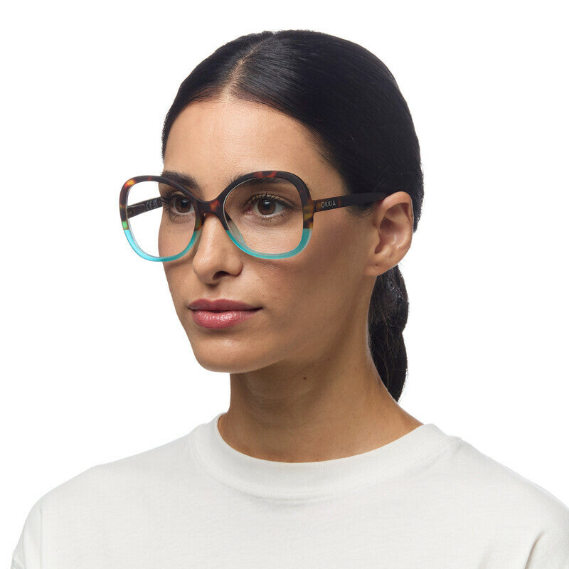 okkia okkia occhiale da lettura mod verona premontato butterfly soft touch spring anti luce blu havana blue diottrie 3 00 ean 8056211374043