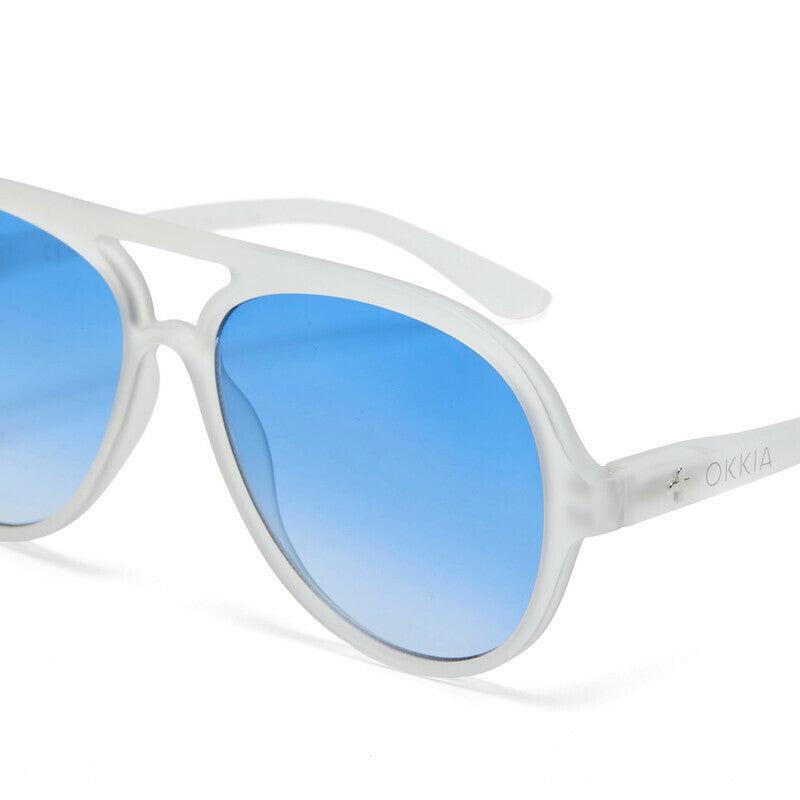 okkia okkia occhiale da sole premontato a forma di goccia mod alessio translucent clear lenti dark blue ean 8056211375408