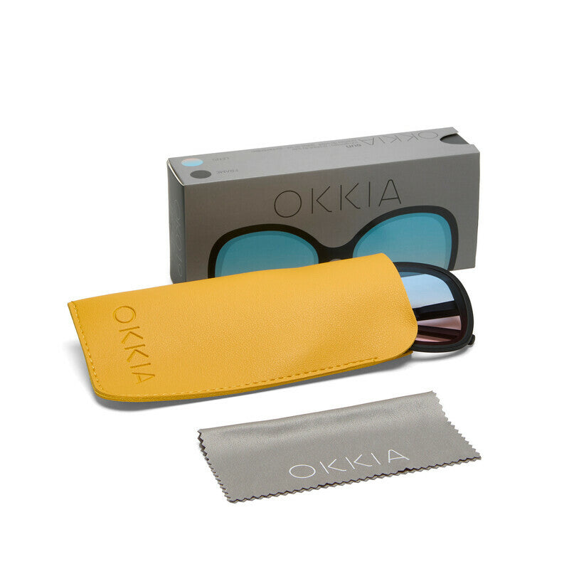okkia okkia occhiale da sole premontato butterfly mod anna soft touch black lenti blue pink ean 8056211374258
