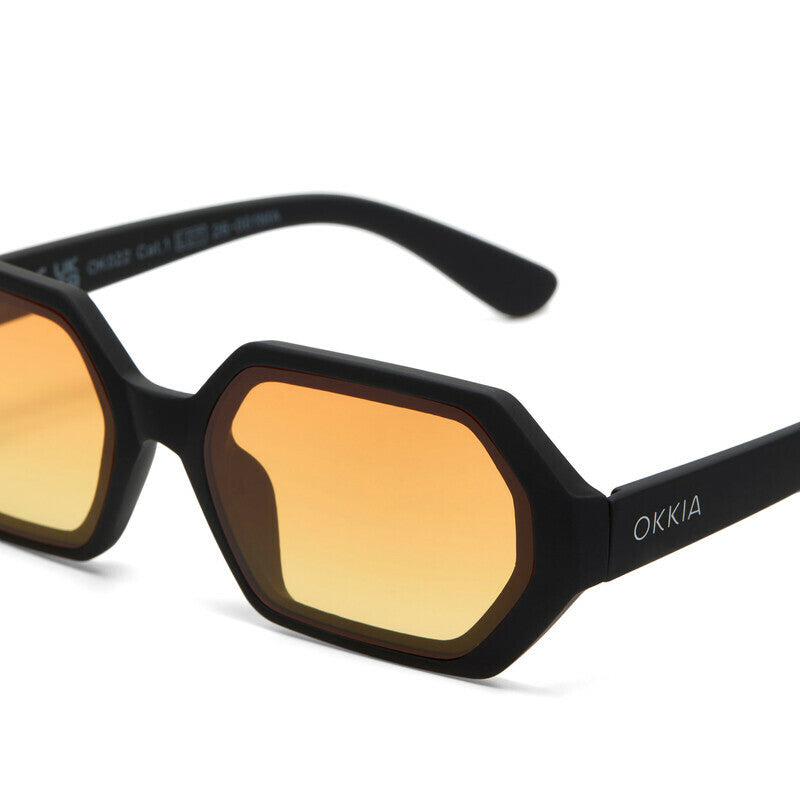 okkia okkia occhiale da sole premontato esagonale mod andrea soft touch black lenti yellow ean 8056211375620