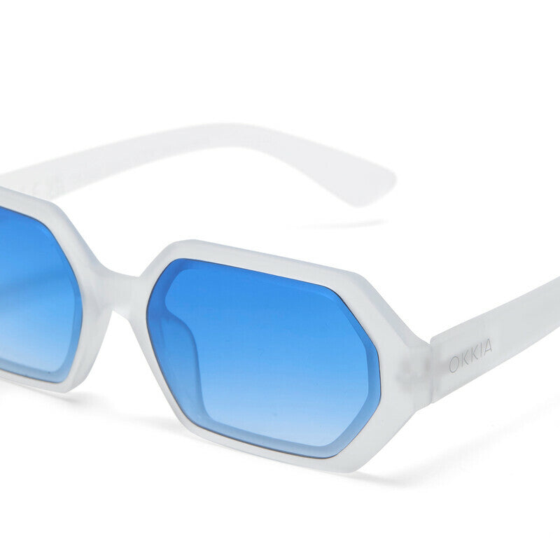 okkia okkia occhiale da sole premontato esagonale mod andrea soft touch translucent clear lenti dark blue ean 8056211375590