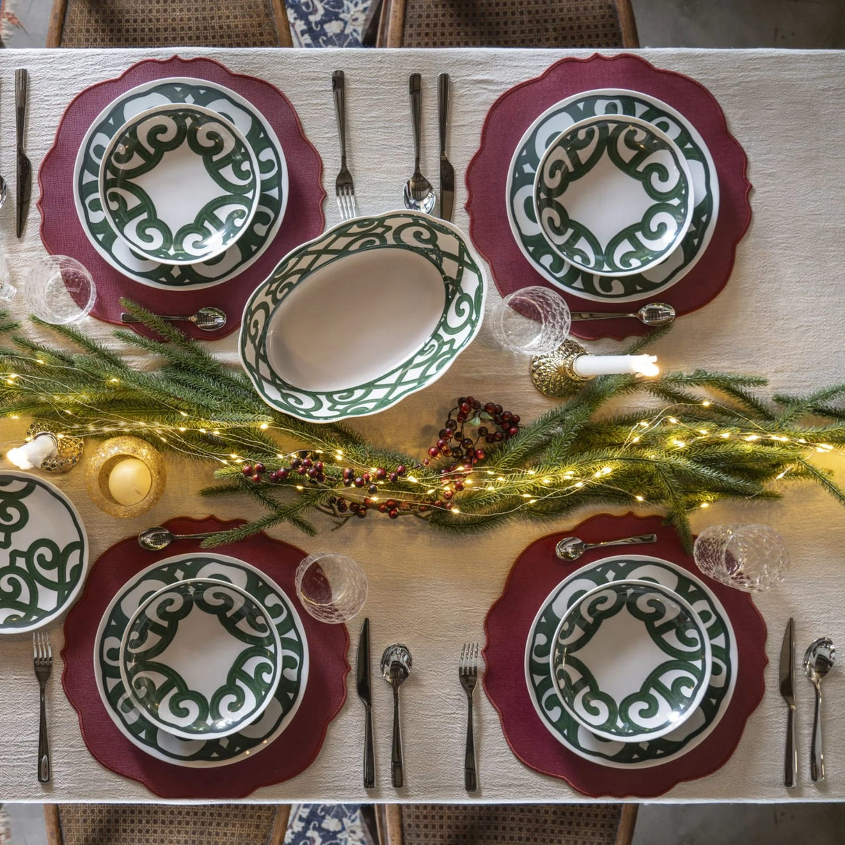 guzzini guzzini set 6 posti tavola harmonia natalizia porcellana bianco verde 18 pz ean 13291464