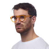 okkia okkia occhiale da lettura mod zeno soft touch anti luce blu giallo havana diottrie 3 00