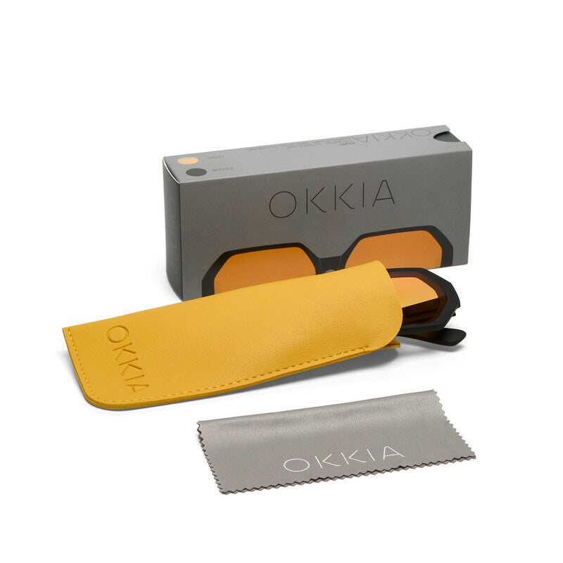 okkia okkia occhiale da sole premontato esagonale mod andrea soft touch black lenti yellow ean 8056211375620
