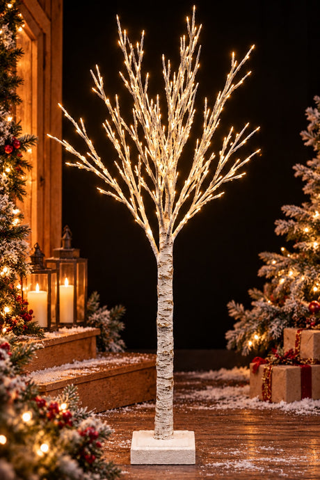 ARPIMEX Snow-Covered Christmas Tree White H 125 cm with Warm White LED Lights