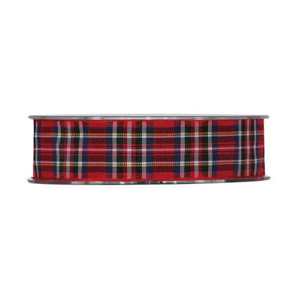 Piovaccari Red Tartan Christmas Ribbon 25 mm x 20 m – Scottish Decorative Ribbon for Christmas Tree, Bows and Gift Wrapping