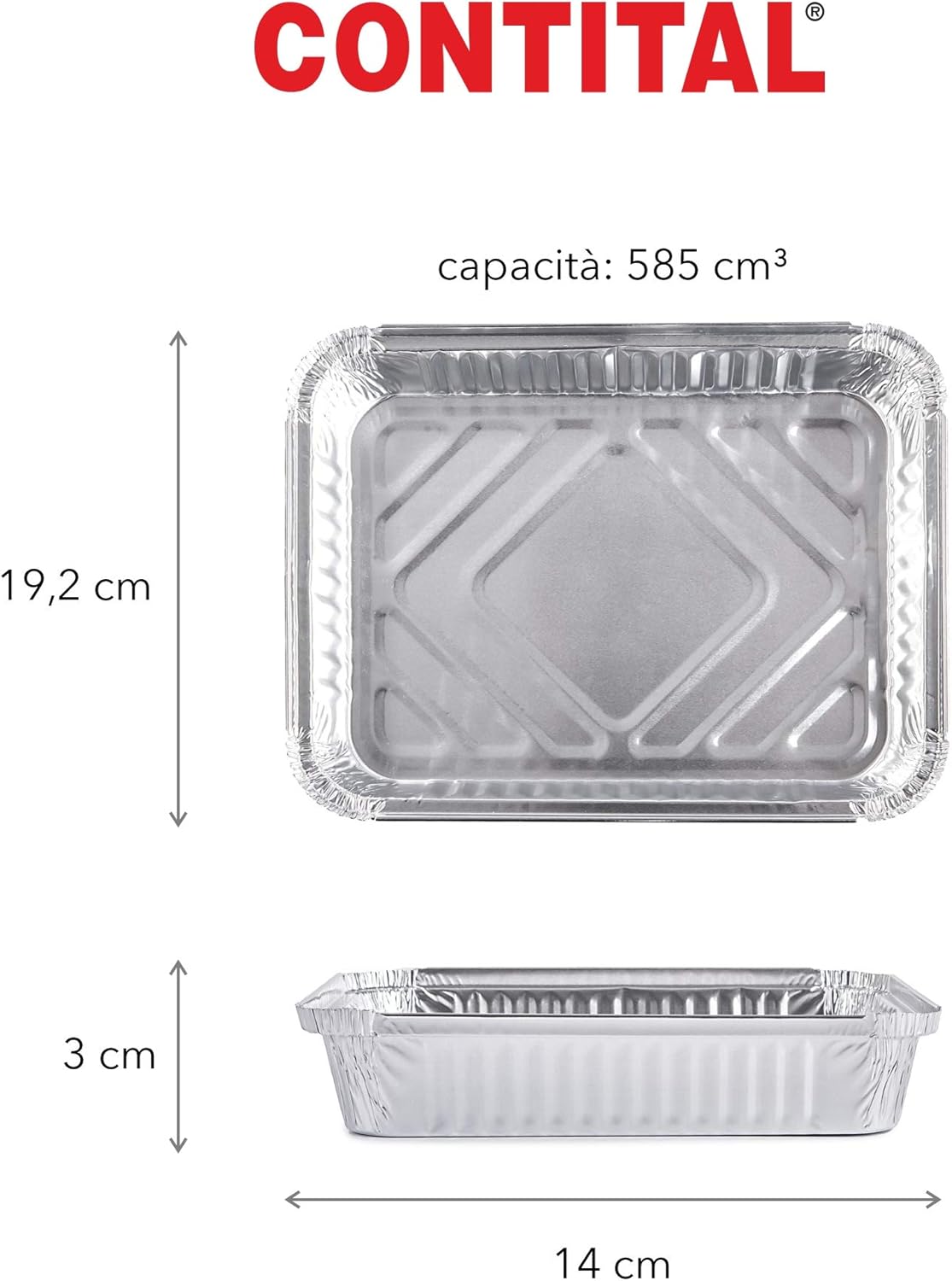 Aluminum Containers 2 Portions 192 x 140 Mm 100 Pcs