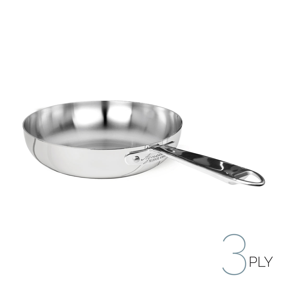 AGNELLI Flared High-Sided Pan Aluinox 3Ply with 1 Stainless Steel Handle 20x5.5 Cm