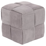 Dimo Pouf Brady in Quilted Corduroy Velvet, Light Grey