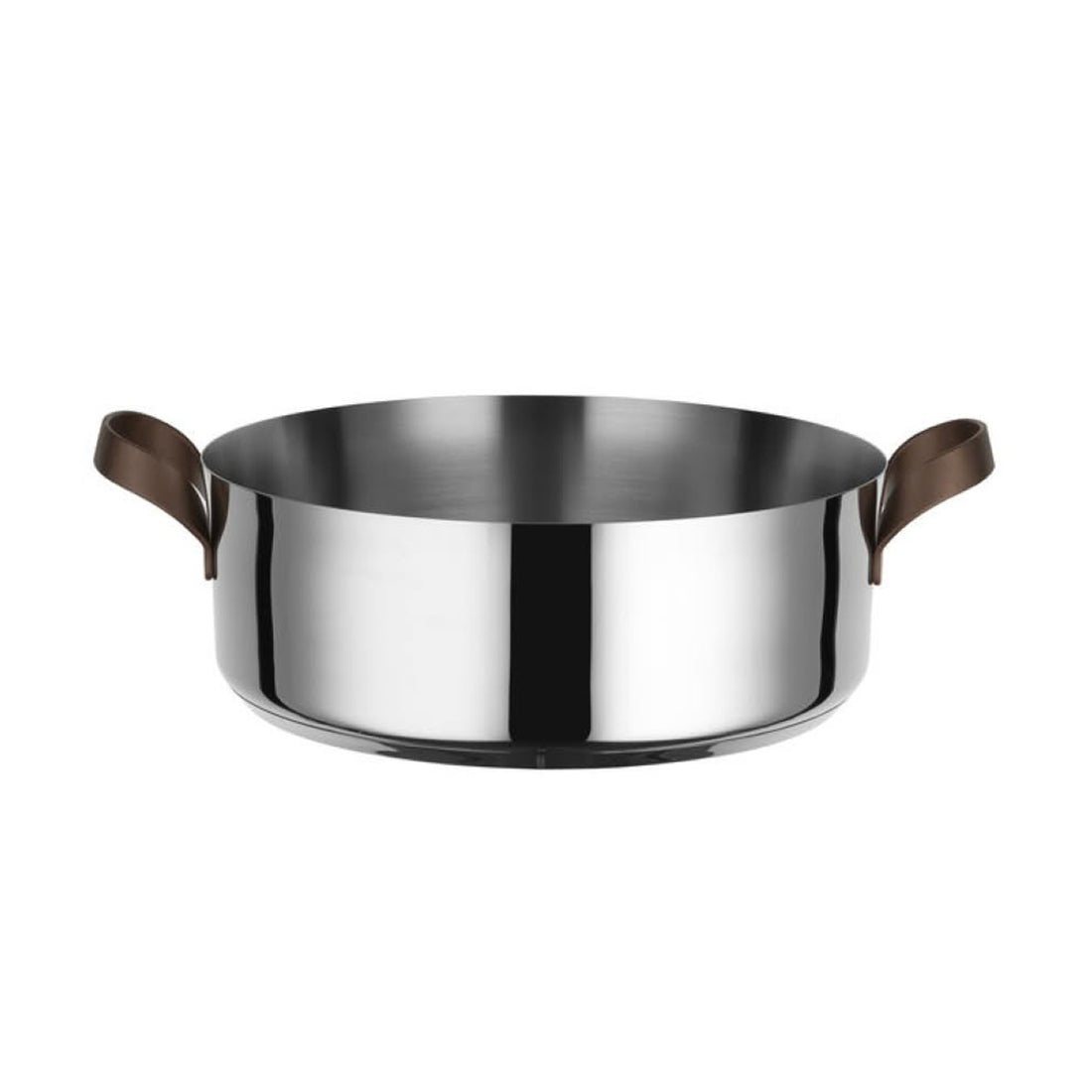 Alessi EDO Low Casserole D 24 Cm with Two Handles in Stainless Steel and Brown PVD