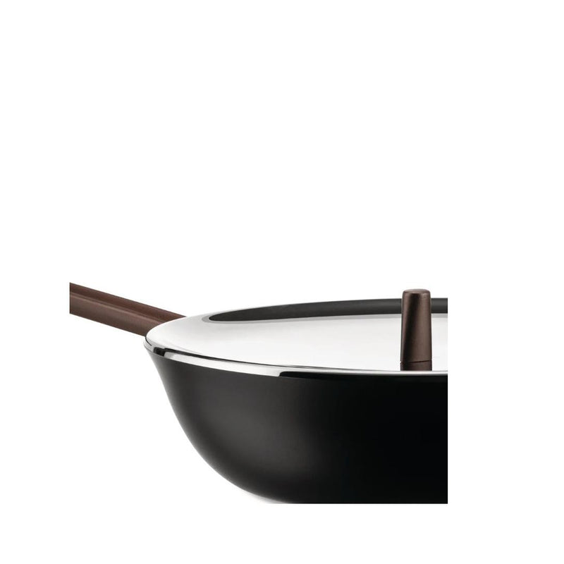 High Frying Pan Alessi Edo 28 cm Brown with Long Handle – Steel Frying Pan Elegant Design