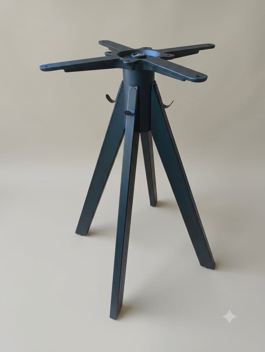 Moia Greenwood Table Base 4-Star Black Steel 60x60 H72 Contract