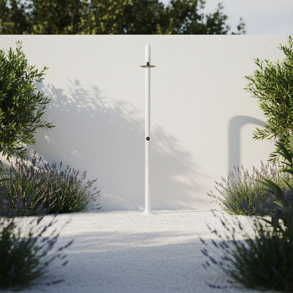 Scena 2 – Giardino mediterraneo muro bianco minimalista