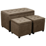 Di.Mo Set 3 Baule + 2 Pouf Braies in Tessuto, Tortora