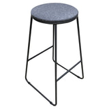 Dimo Colby Round Seat Stool in Grey Fabric with Grey Legs