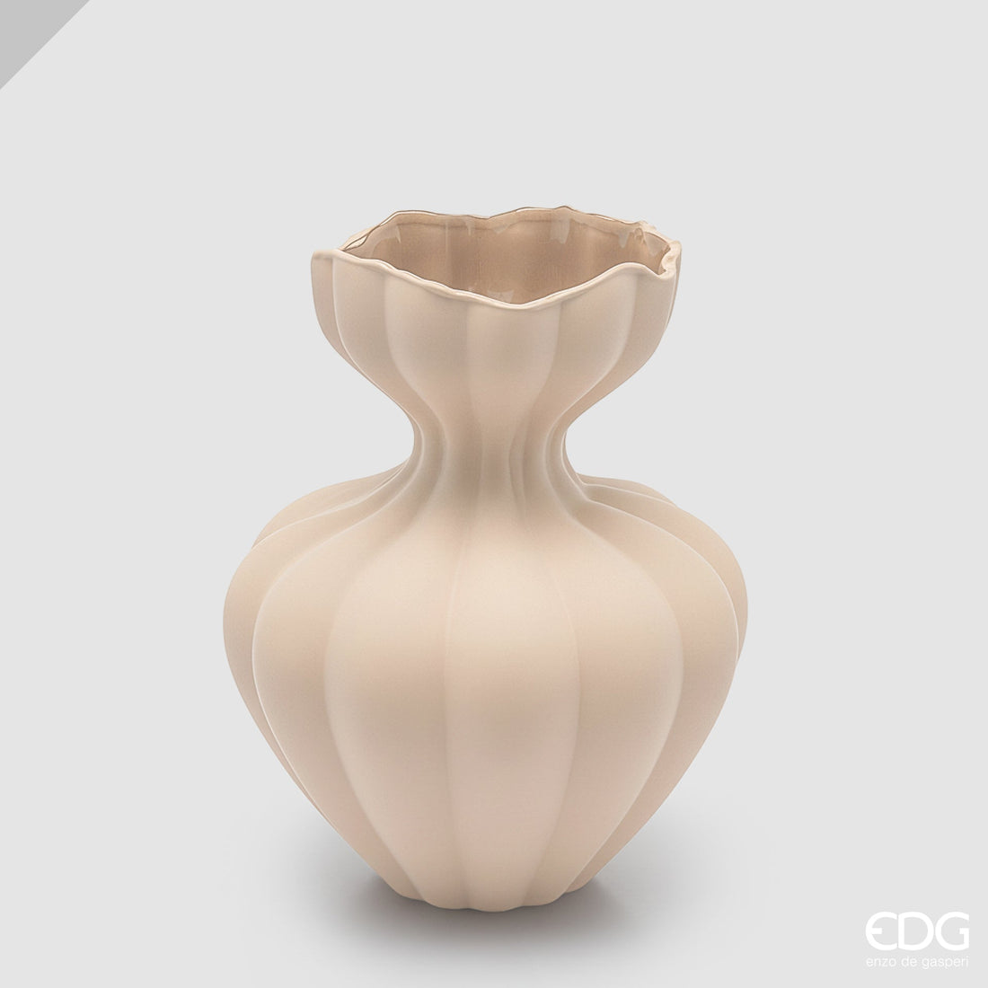 EDG Enzo De Gasperi Vaso Flow Sinuoso H25 cm Avorio in Vetro – Vaso Decorativo
