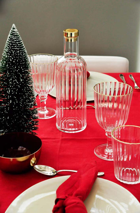 WD LifeStyle Transparent Acrylic Bottle Gold Cap 1 L – Modern Design Table Bottle