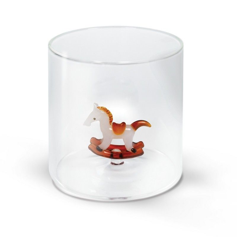 WD LifeStyle Glass Borosilicate 250 ml Rocking Horse Décor