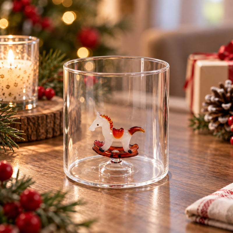WD LifeStyle Glass Borosilicate 250 ml Rocking Horse Décor
