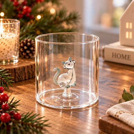 WD LifeStyle Glass Borosilicate 250 ml Cat and Yarn Ball Decoration