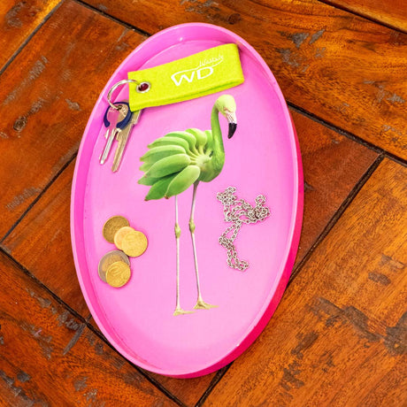 WD LifeStyle Oval Catchall Tray Flamingo 28x17 cm – Decorative Serving Tray