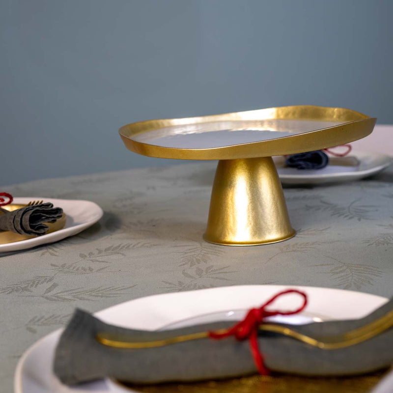 WD LifeStyle Glass Cake Stand Gold and Pearl Ø28 cm – Decorative Cake Stand for Table