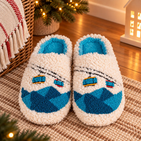 WD LifeStyle Slippers with Cable Car Decoration Size S/M – Winter Indoor Slippers
