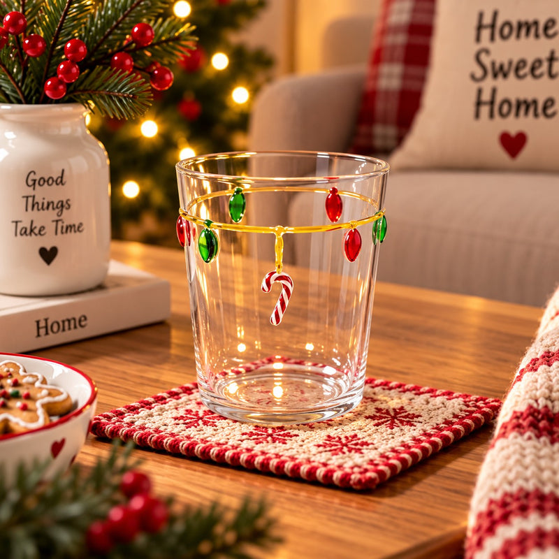 WD LifeStyle Bicchiere Vetro Borosilicato Cc 250 ml Decoro Lucine Natale