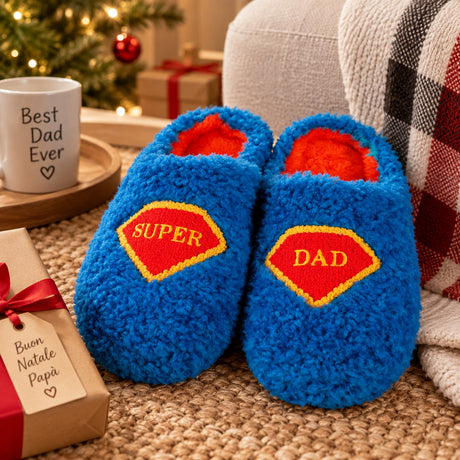 WD LifeStyle Super Dad Slippers Size L/XL – Christmas Gift Idea for Dad