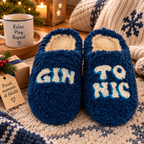 WD LifeStyle Christmas Slippers Gin Tonic Size L/XL – Christmas Gift Idea