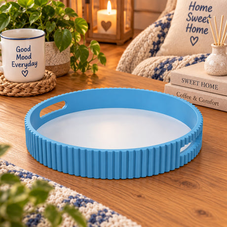 WD LifeStyle Blue Tray in MDF Ø30 cm – Decorative Tray for Home and Table