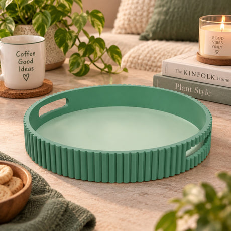 WD LifeStyle Green MDF Tray D 30 Cm – Decorative Tray for Home and Table