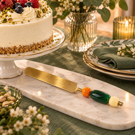 WD LifeStyle Cake Knife Green Stainless Steel and Resin – Dessert Cutlery for Cakes and Pastries